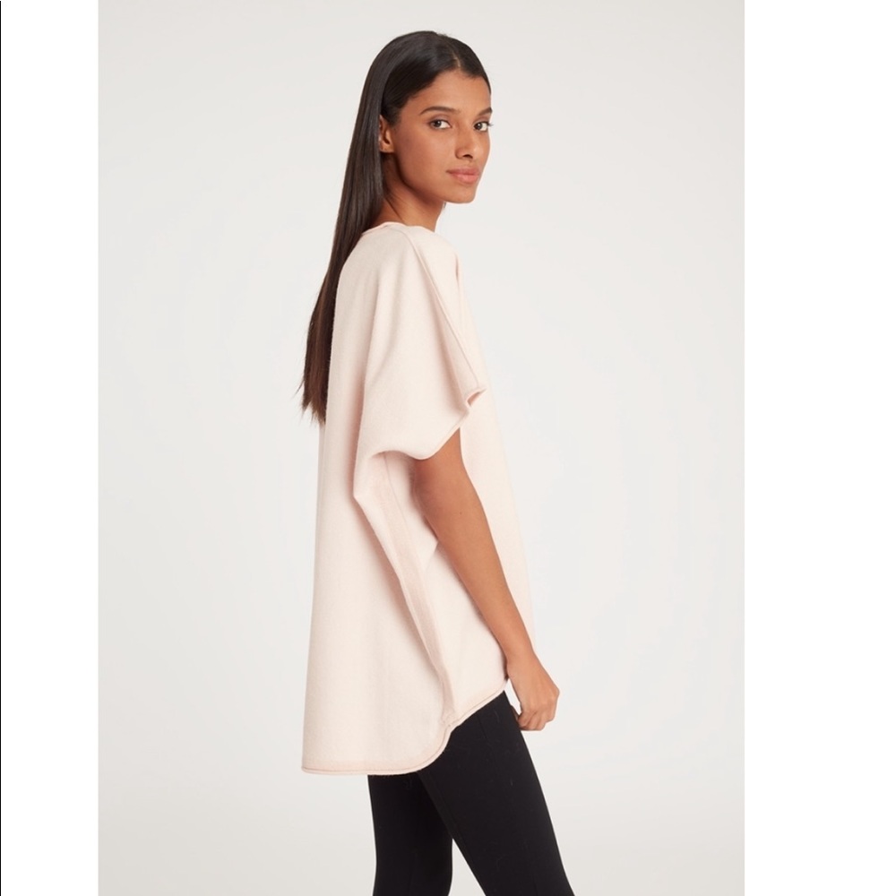 Cuyana Oversized Baby Alpaca Poncho Sweater, Blush, Petite